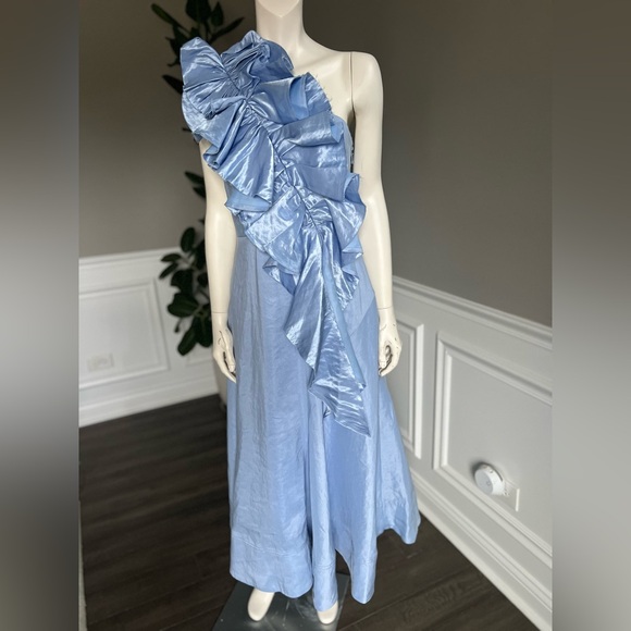 Aje Adelia One-Shoulder Ruffled Dupioni-Trimmed Midi Dress AU 10 US 6 NWT 595$ - Picture 9 of 15